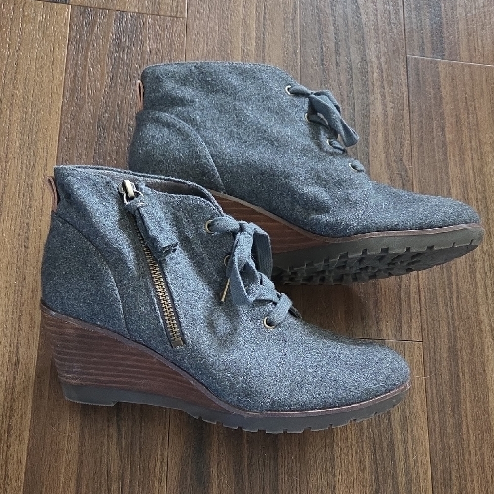 Dr Scholls Gray Wedge Ankle Boots with Side Zipper💥Buy2Get1Free💥
